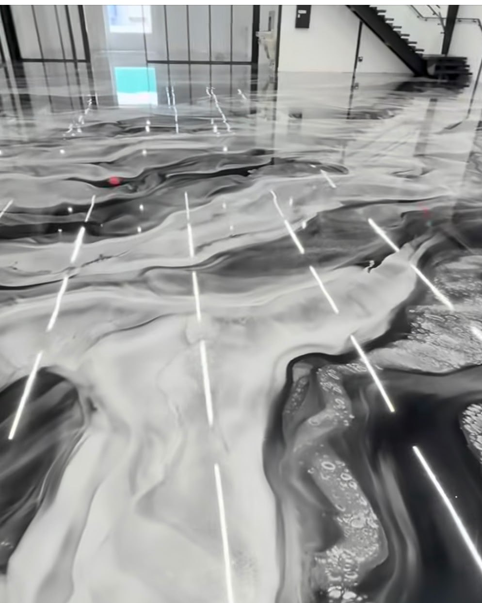 Close detail of a metallic floor surface
