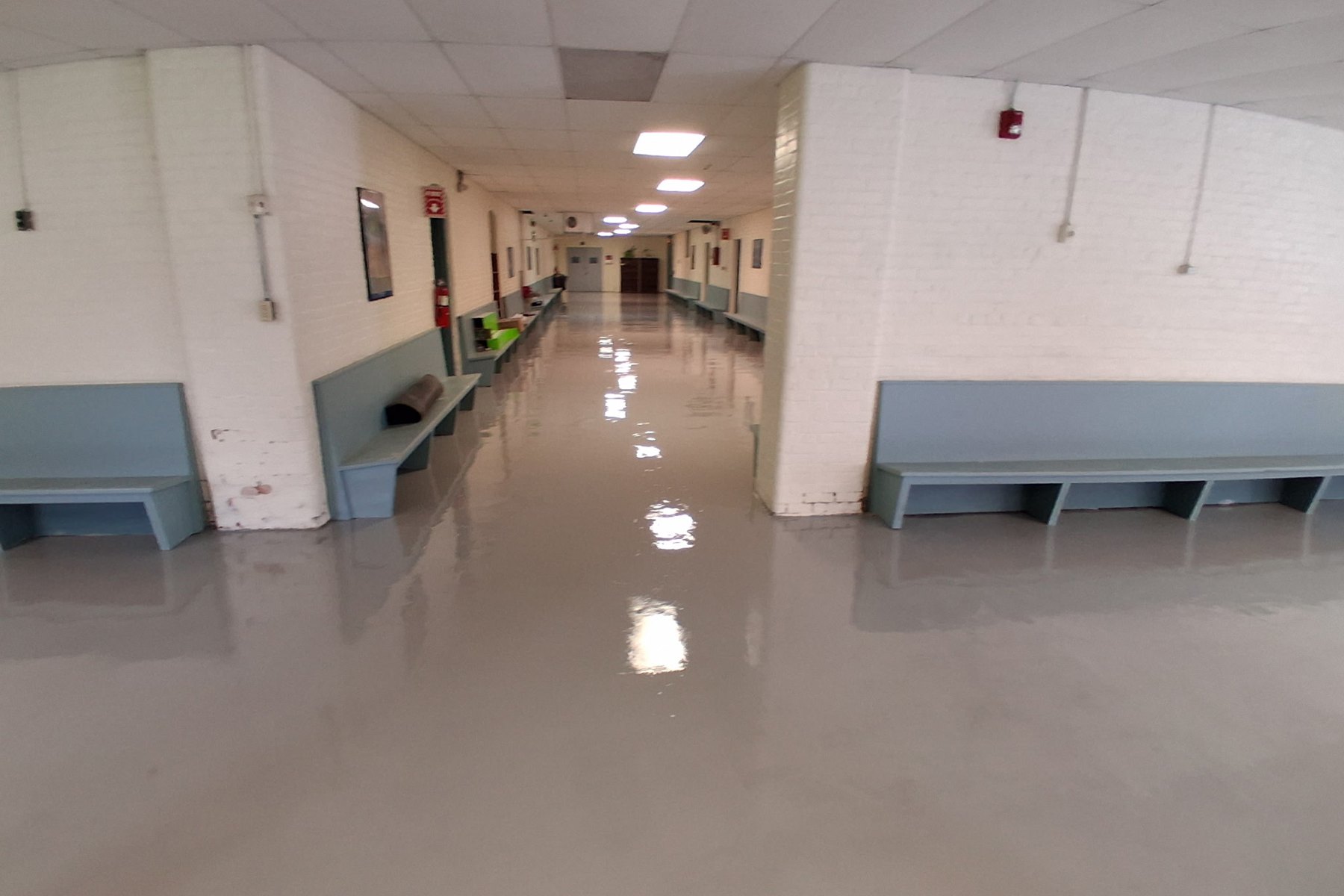 A resin floor with a high gloss finish